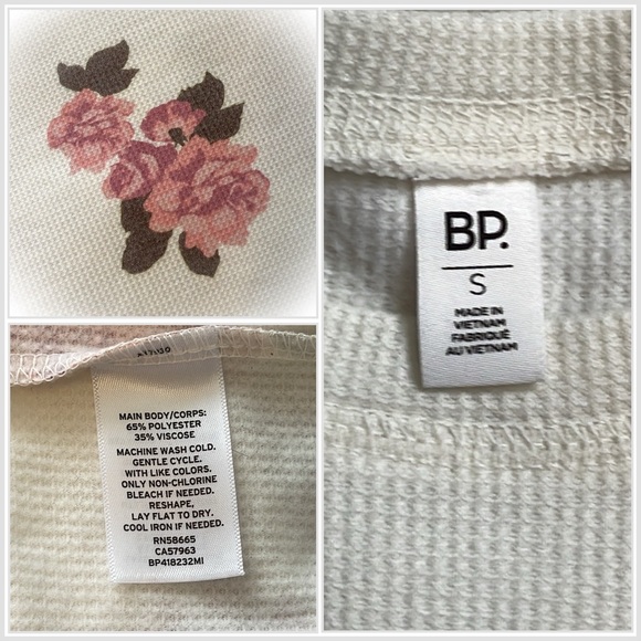 💕Super Cute Wafered Long Sleeved Crop Tope with Roses Retro colors💕 - Picture 3 of 11